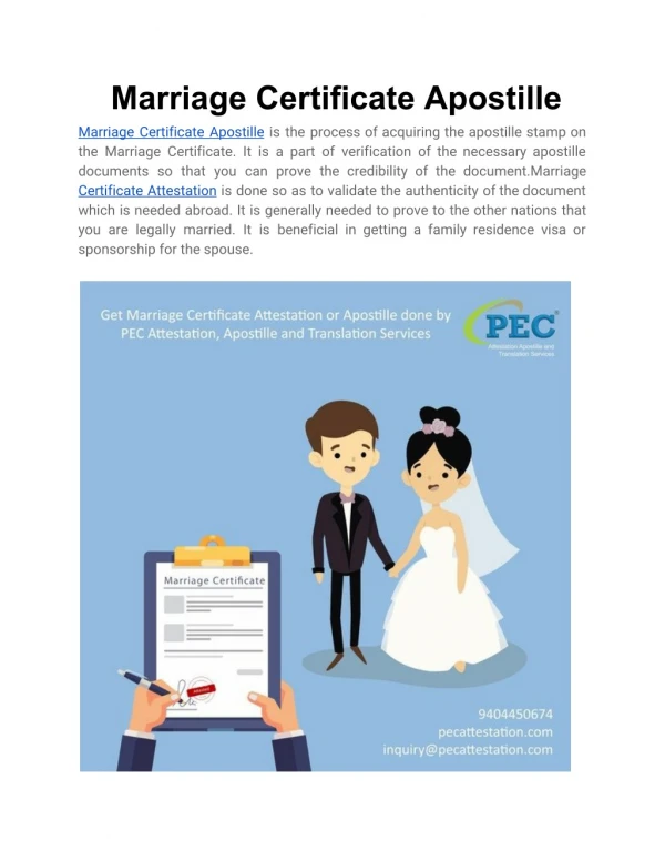 Marriage Certificate Apostille