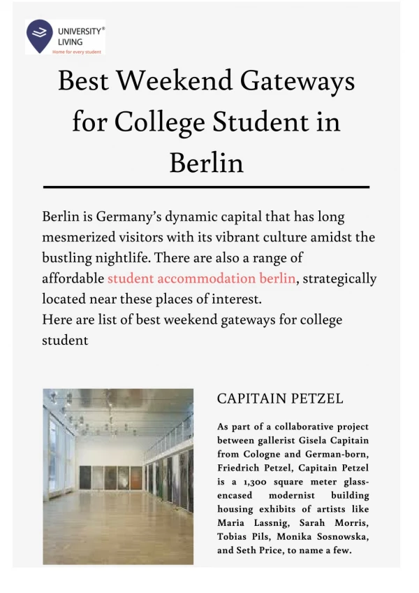Best Weekend Gateways for College Student in Berlin