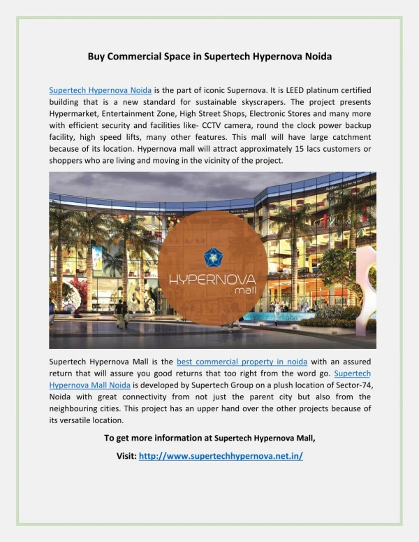 Supertech Hypernova Mall Noida
