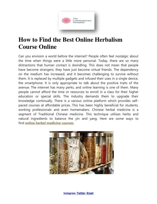 Online Herbal Medicine Courses