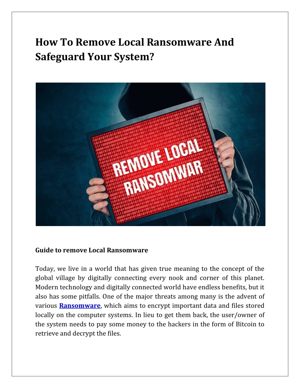 how to remove local ransomware and safeguard your