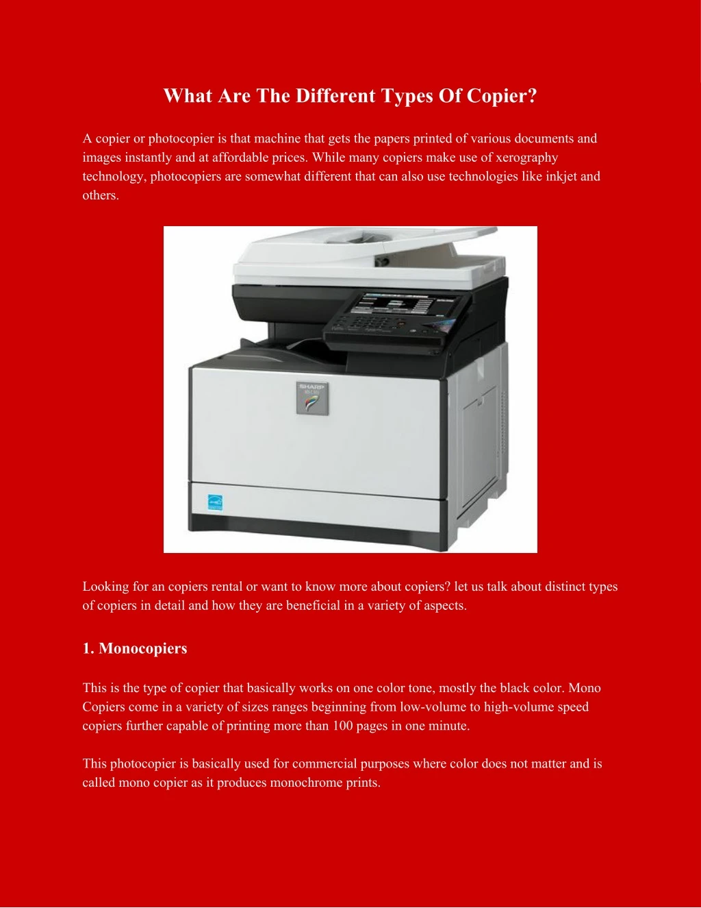 what are the different types of copier