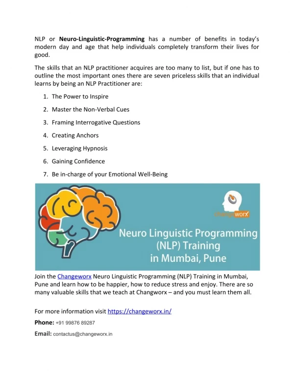 Neuro Linguistic Programming (NLP) Training in Mumbai