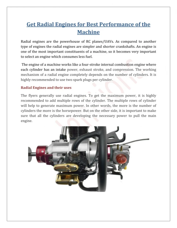 Get Radial Engines for Best Performance of the Machine
