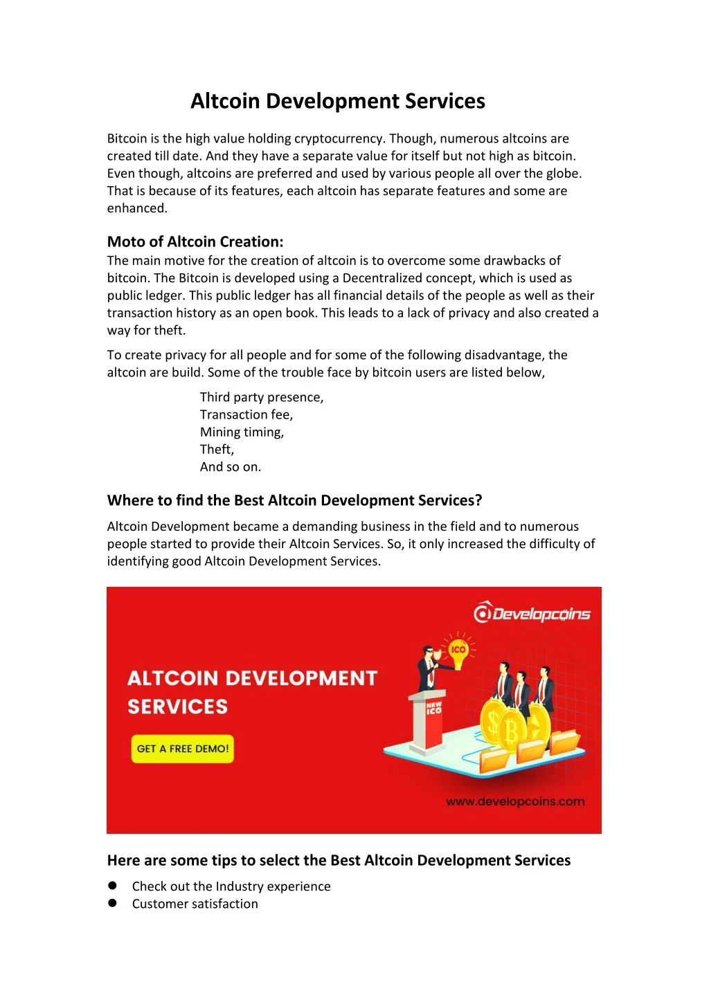 altcoin development services