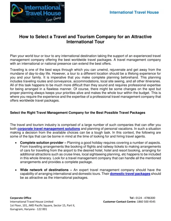 How to Select a Travel and Tourism Company for an Attractive International Tour