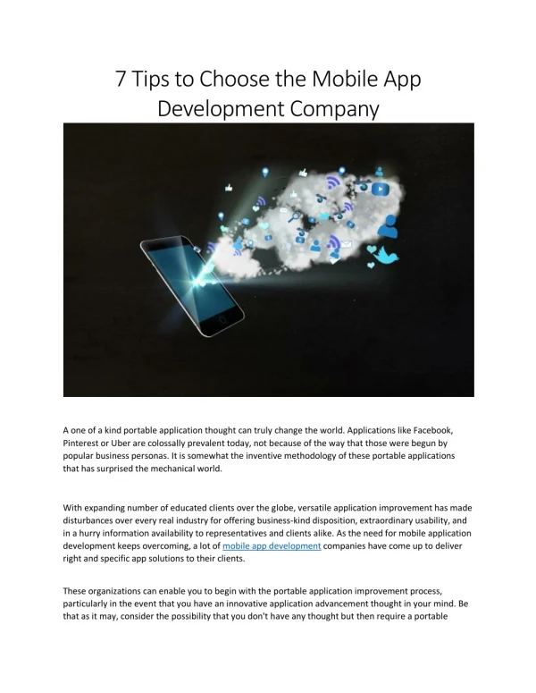 7 tips to choose the mobile app development