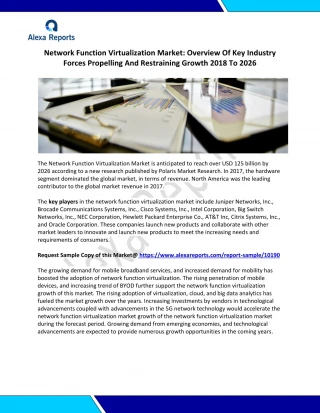 Network Function Virtualization Market conveys rigorous analysis of Industry and prospects to 2026 - slide 1