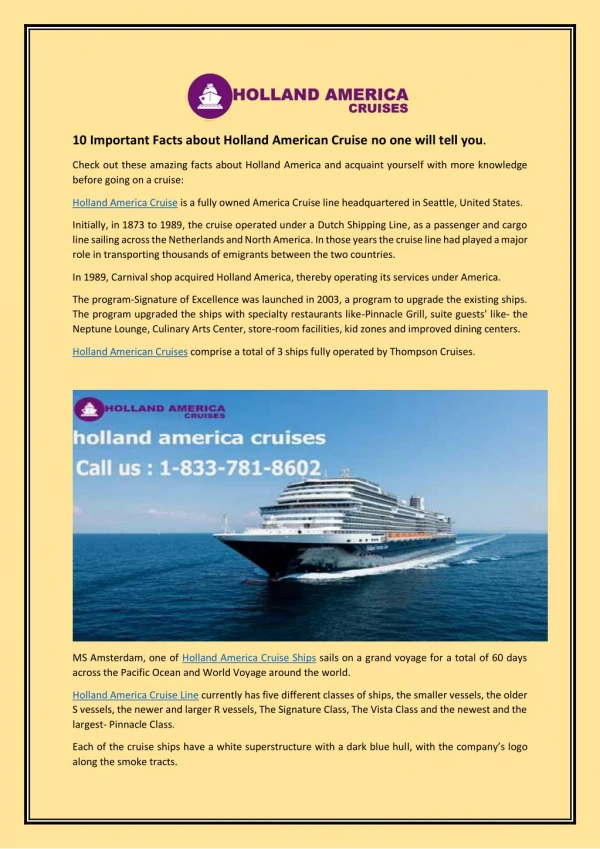 10 Important Facts about Holland American Cruise no one will tell you