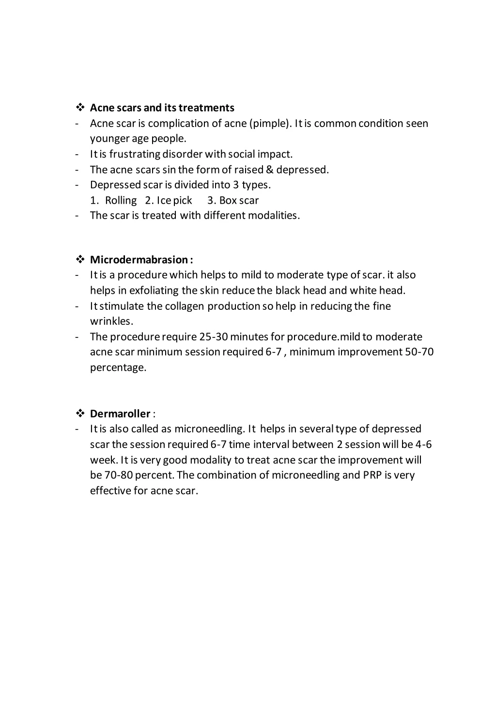 acne scars and its treatments acne scar