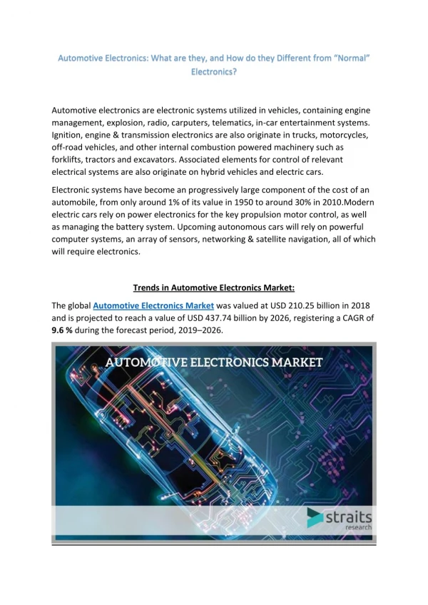 How Important is Automotive Electronics Market. 10 Expert Quotes...