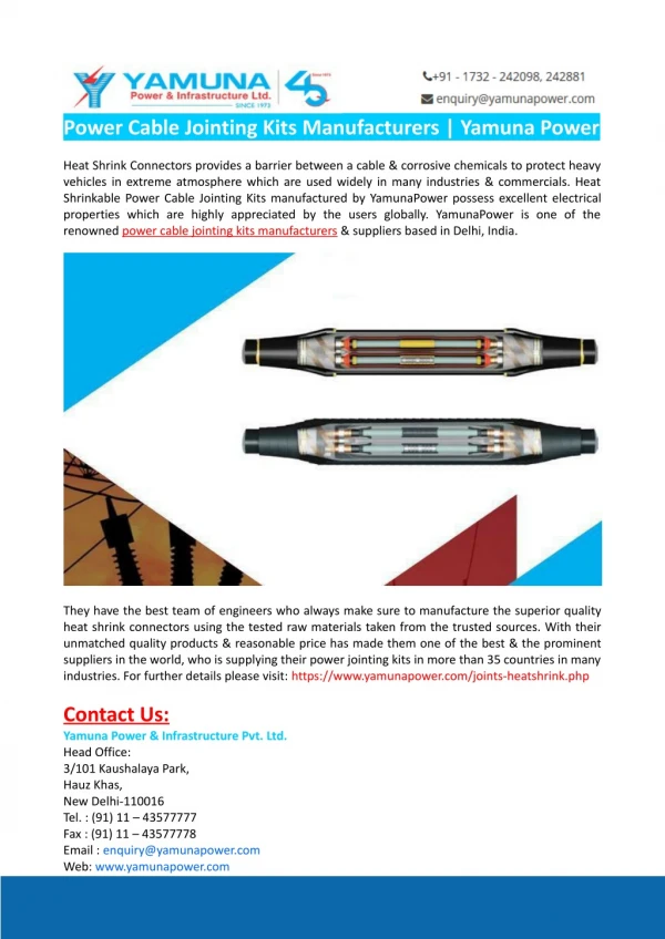 Power Cable Jointing Kits Manufacturers