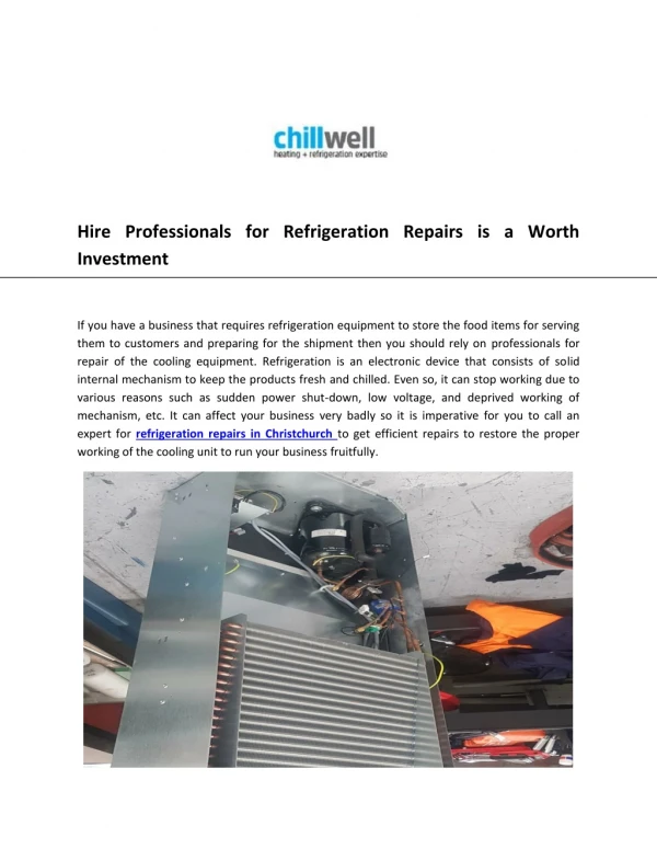 Hire Professionals for Refrigeration Repairs is a Worth Investment