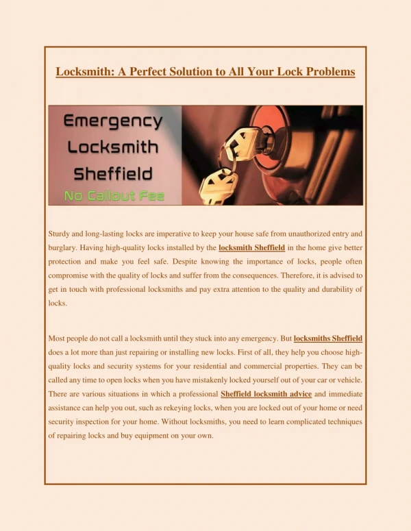 Locksmith: A Perfect Solution to All Your Lock Problems
