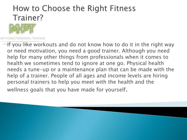 How to Choose the Right Fitness Trainer?