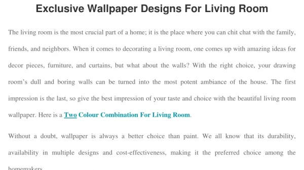 Exclusive Wallpaper Designs For Living Room