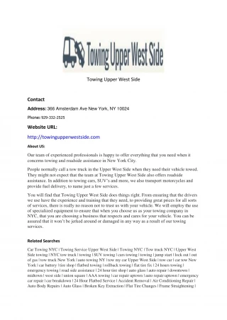 Towing Upper West Side - slide 1