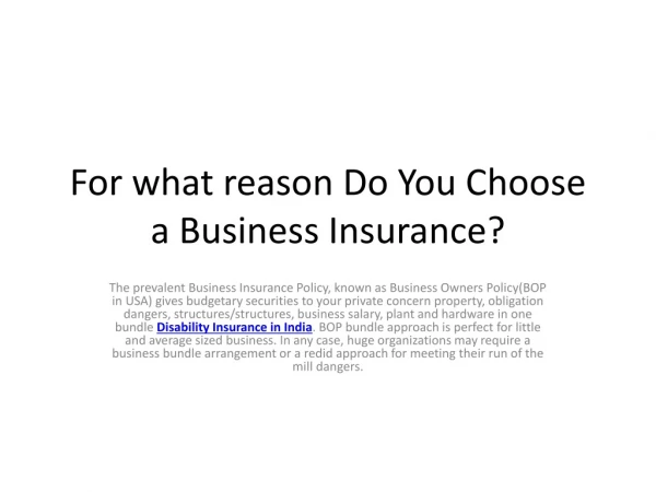 For what reason Do You Choose a Business Insurance?