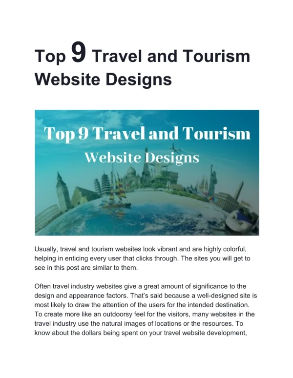 Top 9 Travel and Tourism Website Designs