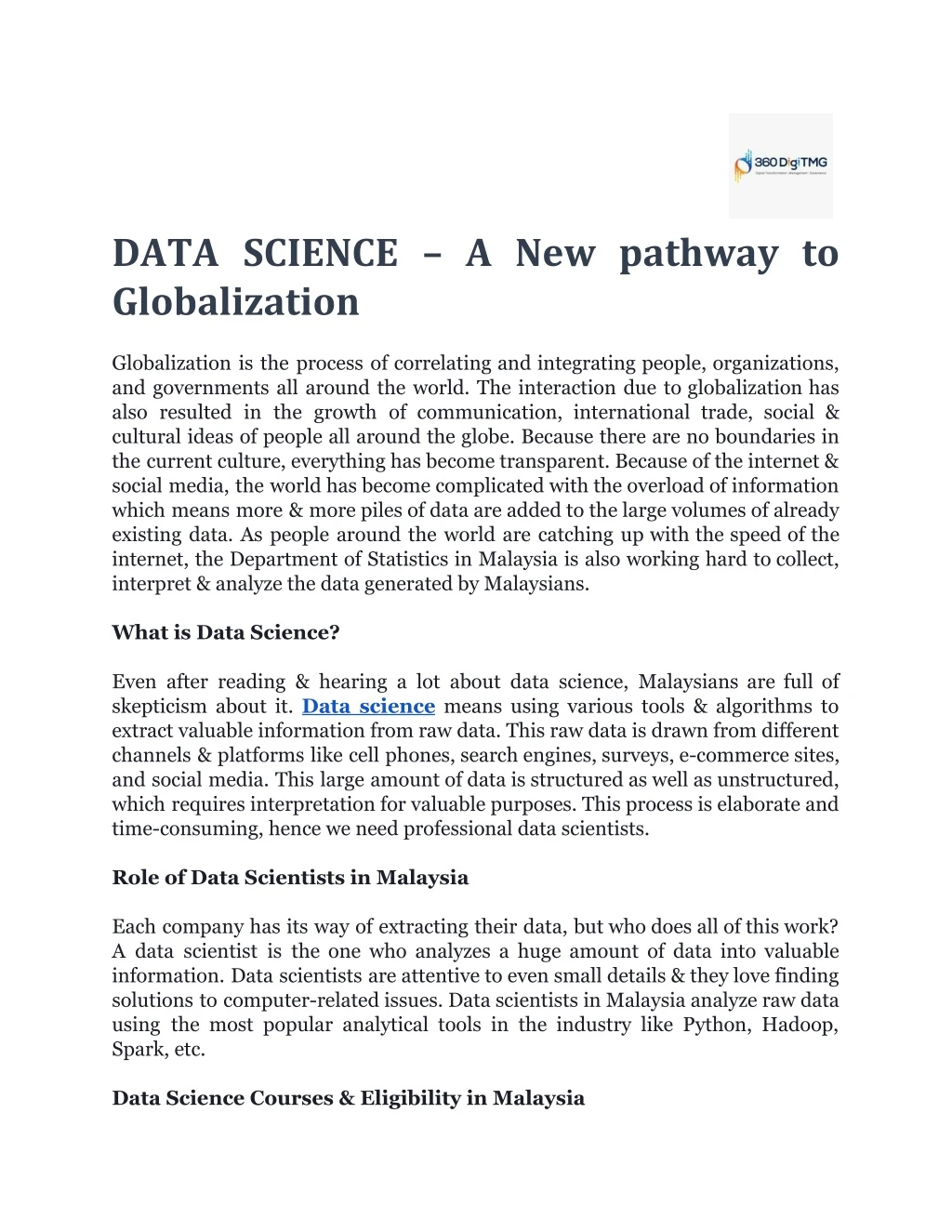 data science a new pathway to globalization