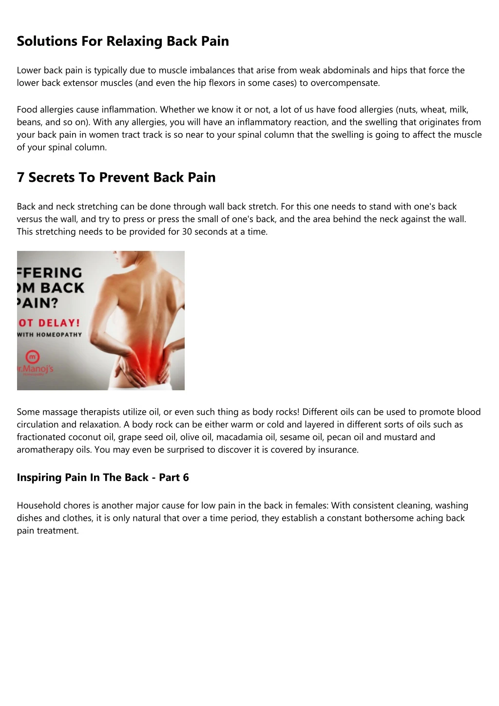solutions for relaxing back pain