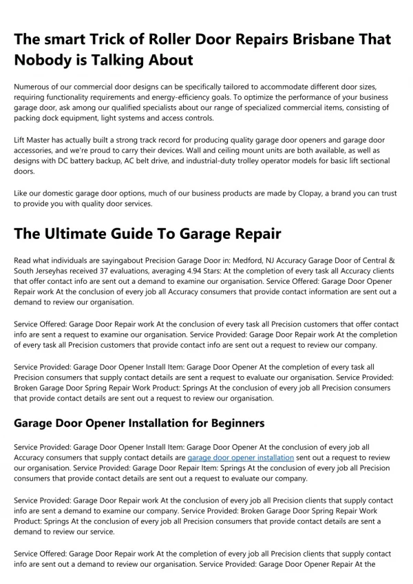 Not known Facts About Garage Door Repair Brisbane