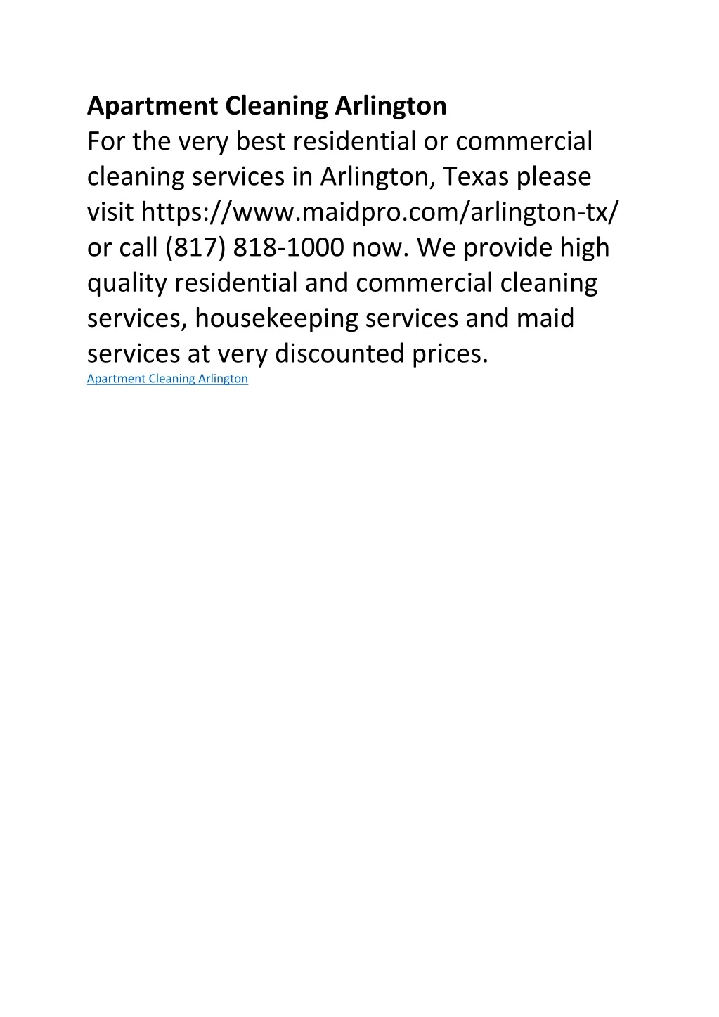 apartment cleaning arlington for the very best