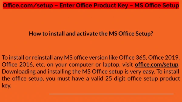 How to Install and Activate the MS Office Setup?