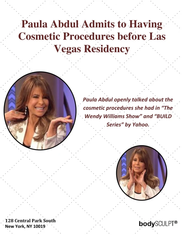 Paula Abdul Admits to Having Cosmetic Procedures before Las Vegas Residency