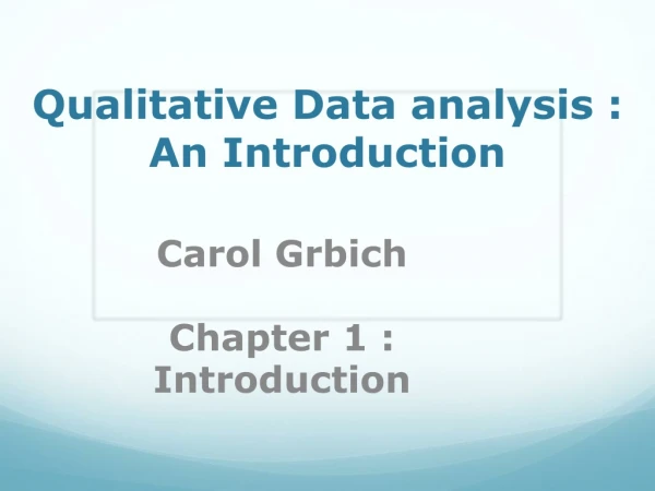 Qualitative Data analysis : An Introduction