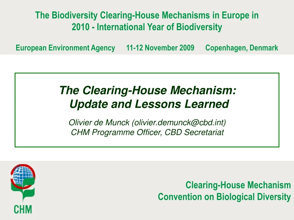 the biodiversity clearing house mechanisms