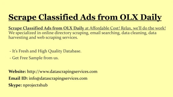 Scrape Classified Ads from OLX Daily
