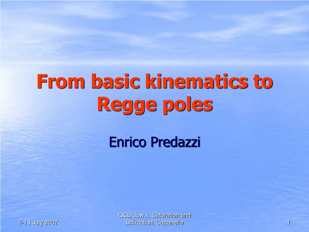 from basic kinematics to regge poles