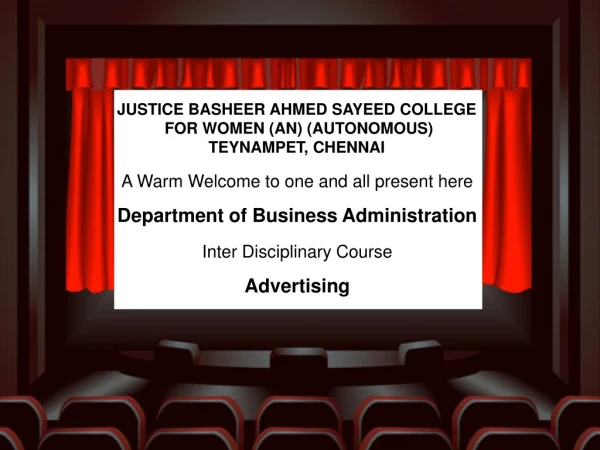 JUSTICE BASHEER AHMED SAYEED COLLEGE FOR WOMEN (AN) (AUTONOMOUS) TEYNAMPET, CHENNAI
