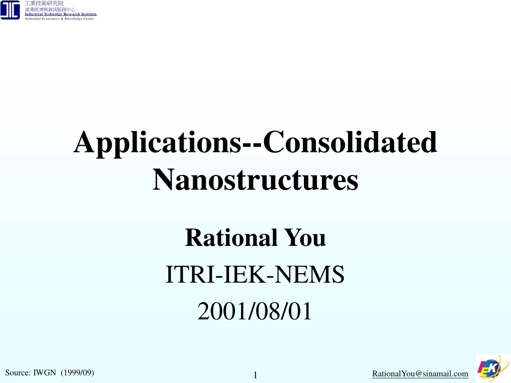 applications consolidated nanostructures