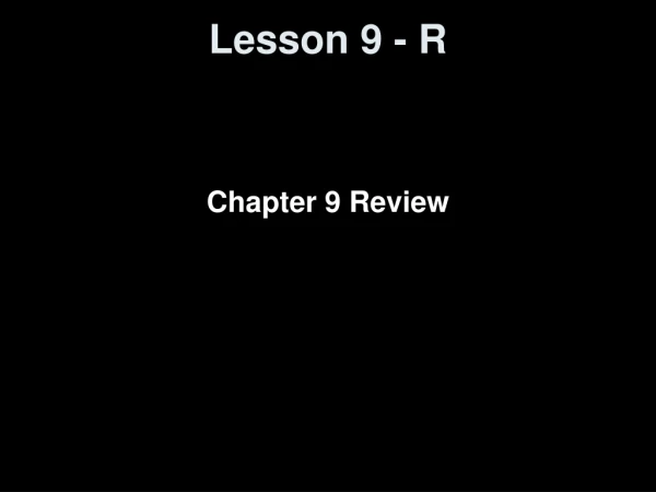 Lesson 9 - R