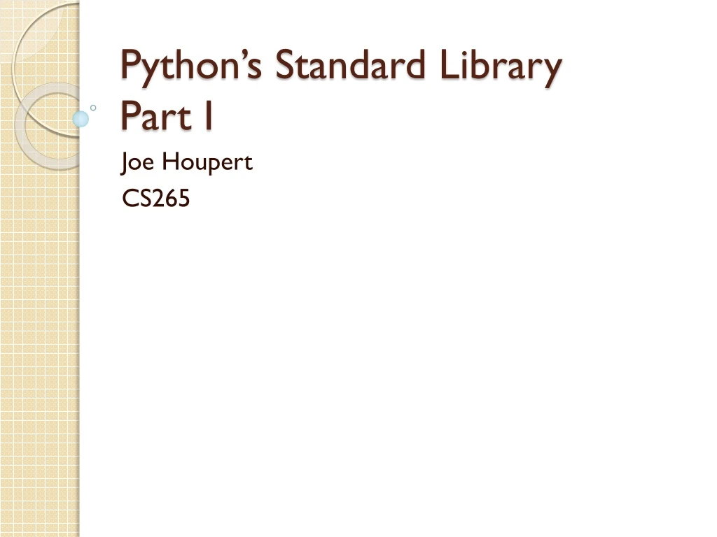 python s standard library part i