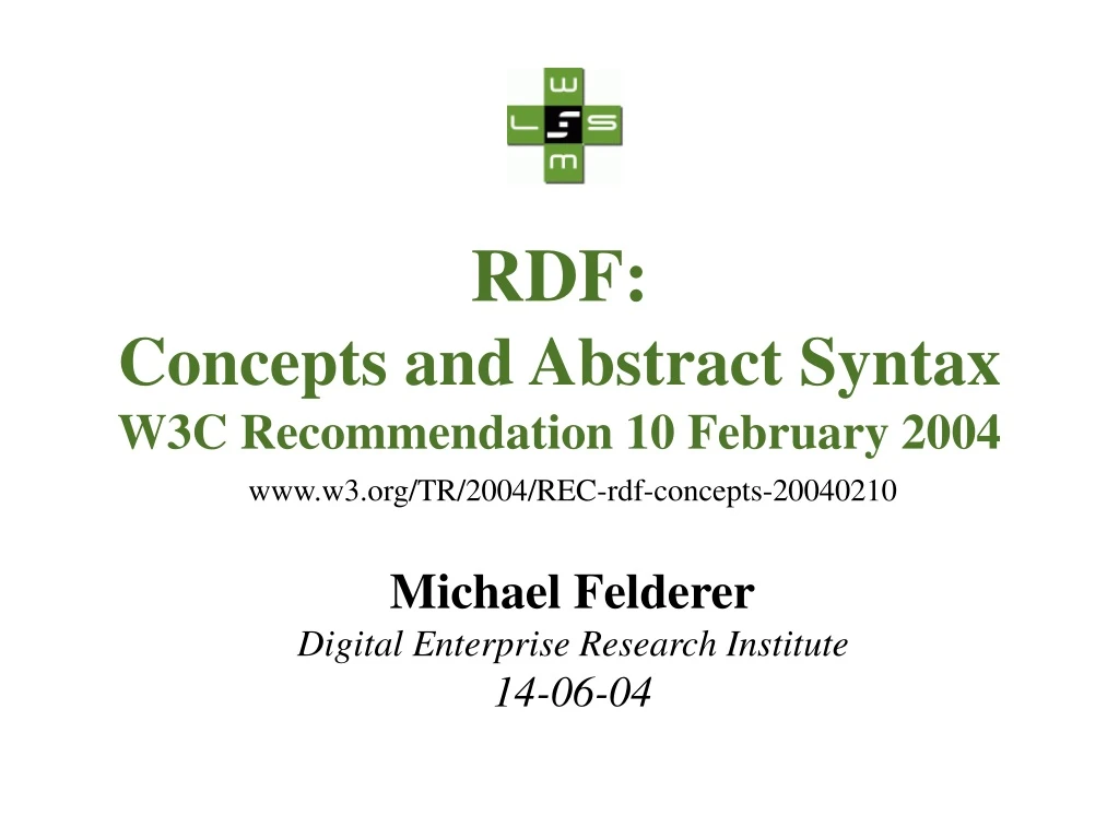 rdf concepts and abstract syntax w3c recommendation 10 february 2004