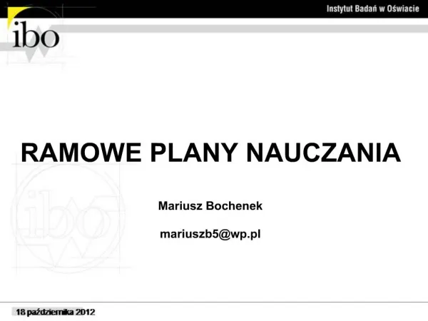 RAMOWE PLANY NAUCZANIA Mariusz Bochenek mariuszb5wp.pl