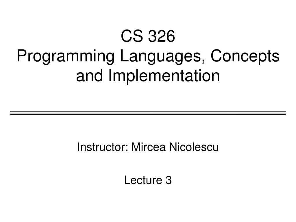 cs 326 programming languages concepts and implementation