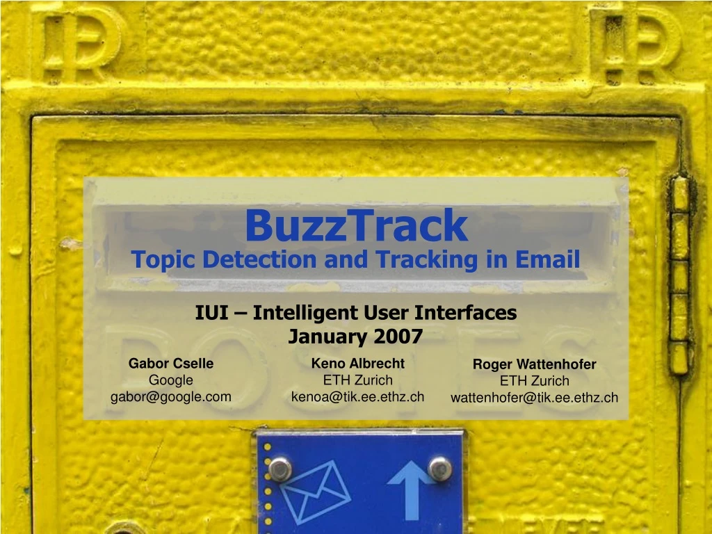 buzztrack topic detection and tracking in email