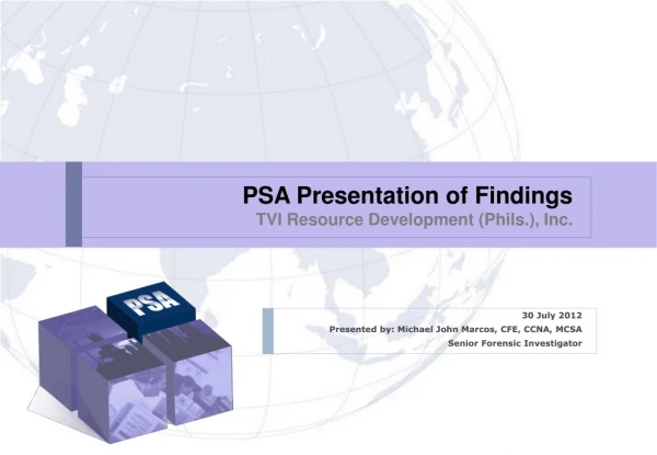 PSA Presentation of Findings TVI Resource Development ( Phils .), Inc.