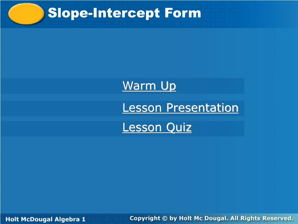 slope intercept form