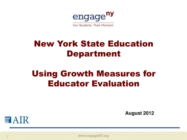 New York State Education Department Using Growth Measures for Educator Evaluation