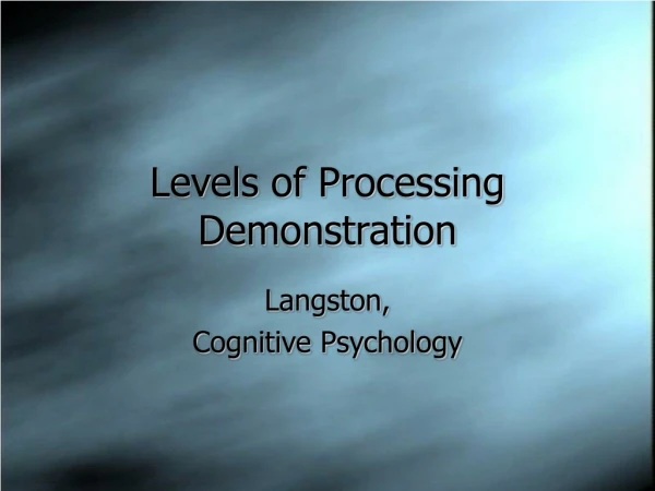 Levels of Processing Demonstration