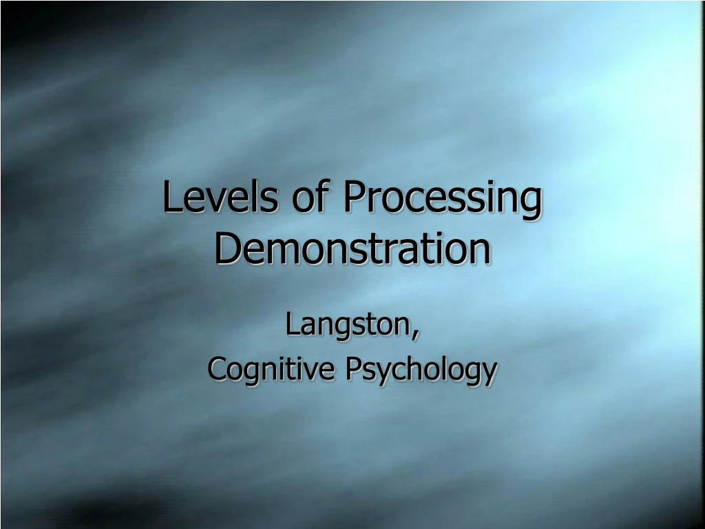 levels of processing demonstration