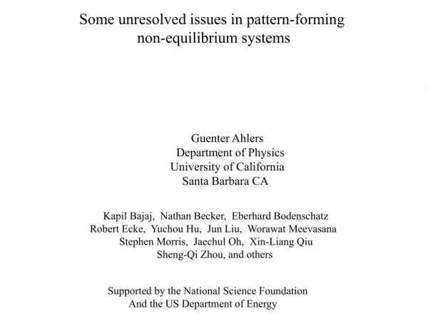 Some unresolved issues in pattern-forming non-equilibrium systems