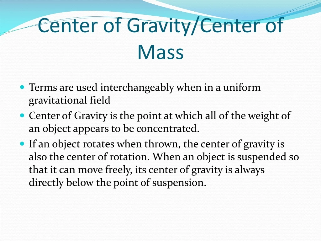 center of gravity center of mass