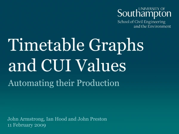 Timetable Graphs and CUI Values
