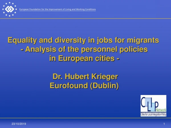 Diversity and migration: Challenges and opportunities for cities